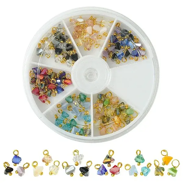 90Pcs 6 Colors Electroplate Glass Charms
