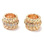 Brass Micro Pave Clear Cubic Zirconia Beads