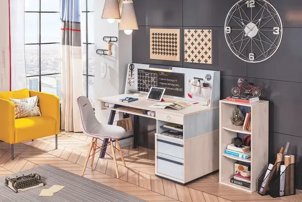 Studijní kout lincoln - dub/dub modrý/tmavě modrý