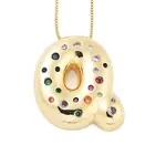 Brass Micro Pave Cubic Zirconia Letter Pendant Necklaces