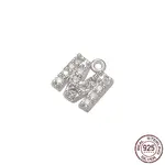 Real Platinum Plated Rhodium Plated 925 Sterling Silver Micro Pave Clear Cubic Zirconia Charms