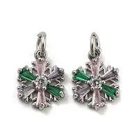 Brass Micro Pave Colorful Cubic Zirconia Pendants