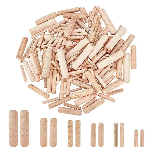 480Pcs 6 Styles Wood Grooved Dowel Pins