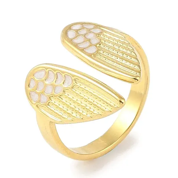 Ion Plating(IP) 304 Stainless Steel Enamel Wing Cuff Finger Rings