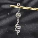 Alloy Rhinestone Snake Curved Barbell Belly Rings