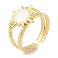 Ion Plating(IP) 304 Stainless Steel Enamel Cuff Finger Rings