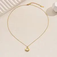 201 Stainless Steel Hollow Circle Rotating Necklace for Women Daily Wear