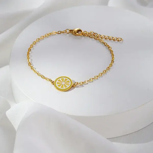 Simple Lemon Stainless Steel Link Bracelets