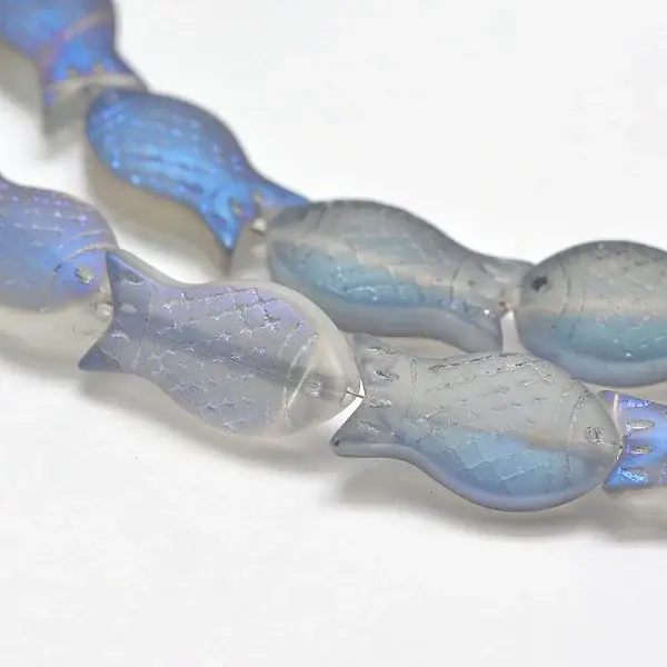 Frosted Electroplate Glass Fish Beads Strands
