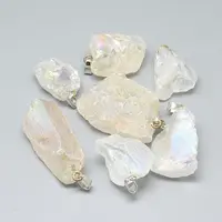 Electroplate Rough Raw Natural Quartz Crystal Pendants