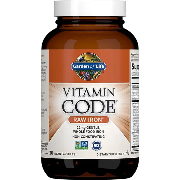 Garden of Life Vitamin Code RAW Iron kapsuly na podporu krvotvorby 30 cps