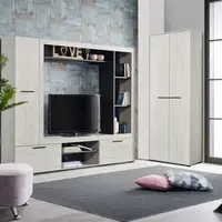 Televizní stěna eman - dub bílý/eben