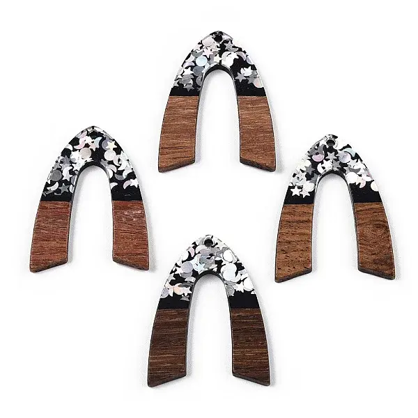 Opaque Resin & Walnut Wood Pendants