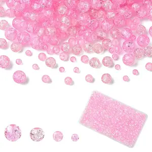400Pcs 4 Styles Spray Painted Crackle Glass Beads