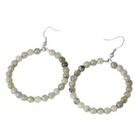 Fashionable Natural Spectrolite Hoop Earrings for Women