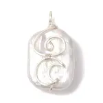 Natural Baroque Pearl Keshi Pearl Copper Wrie Wrapped Moon Pendants