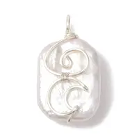 Natural Baroque Pearl Keshi Pearl Copper Wrie Wrapped Moon Pendants