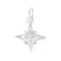 925 Sterling Silver Pave Clear Cubic Zirconia Star Charms