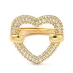 Clear Cubic Zirconia Hollow Heart Adjustable Ring