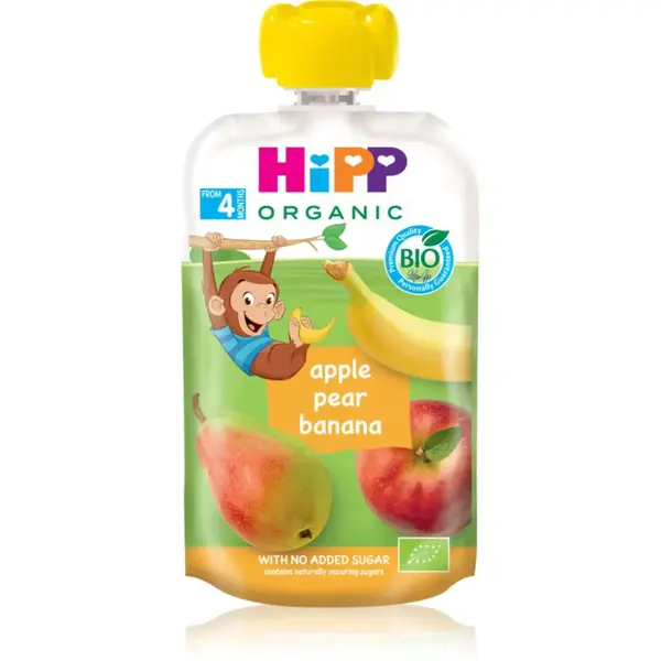 Hipp HiPPis BIO 100% ovoce jablko – hruška – banán ovocný příkrm 100 g