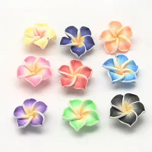 Handmade Polymer Clay 3D Flower Plumeria Beads