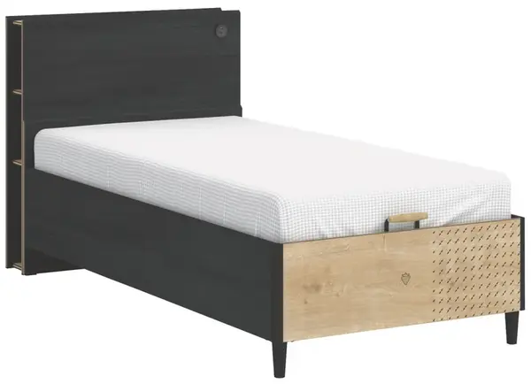 Studentská postel 100x200cm s úložným prostorem a knihovnou sirius -