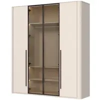 Čtyřdveřová šatní skříň s osvětlením a dvěma prosklenými dveřmi renfri