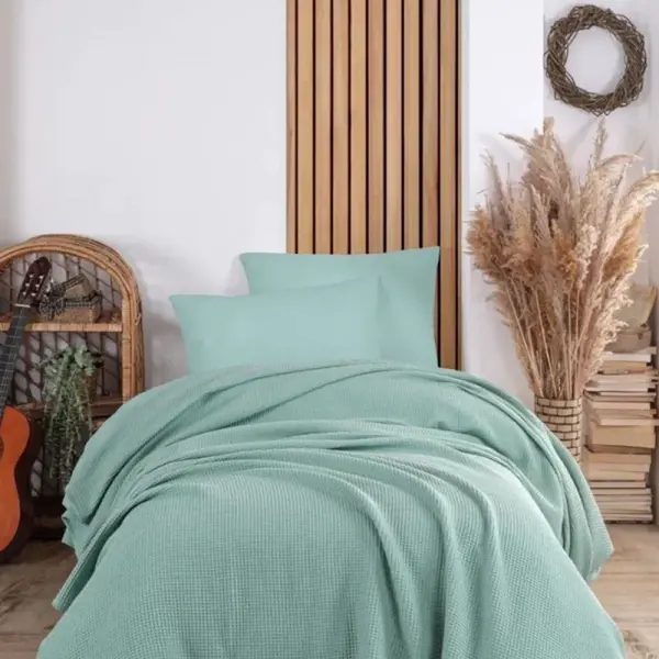 Přehoz 160x230 pique - tyrkysová