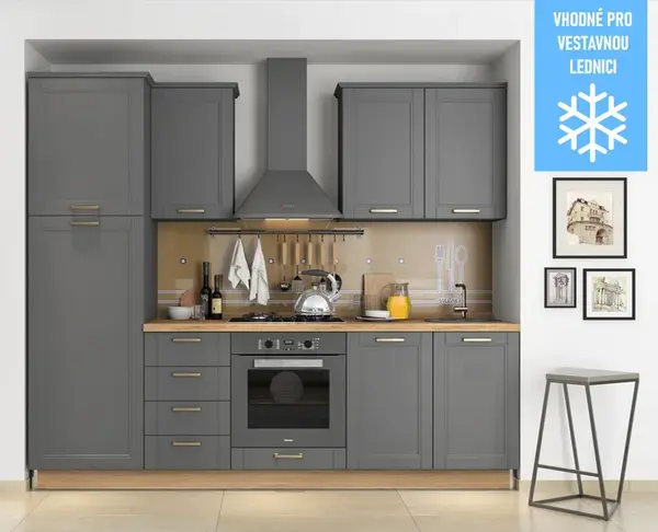 Kuchyňská linka 250 artis - šedá/ořech pacifik