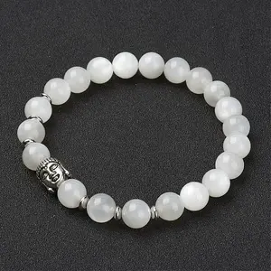 Natural White Moonstone Stretch Bracelets