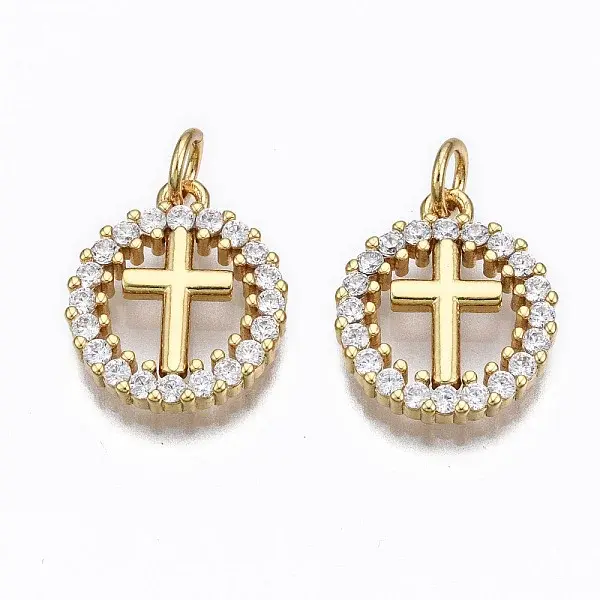 Brass Micro Pave Clear Cubic Zirconia Pendants