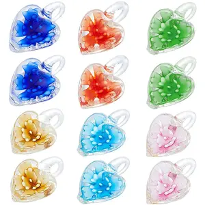 12Pcs 6 Colors  Glass Pendants