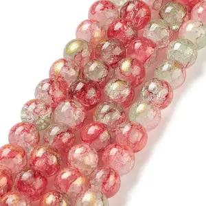 Baking Paint Crackle Glass Bead Strands
