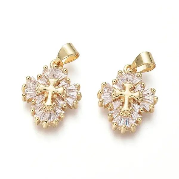 Brass Micro Pave Cubic Zirconia Pendants