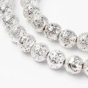 Electroplated Natural Lava Rock Beads Strands