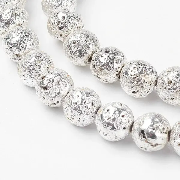 Electroplated Natural Lava Rock Beads Strands