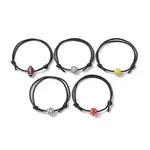 Sport Theme Acrylic Braided Bead Bracelet with Waxed Polyester Cords
