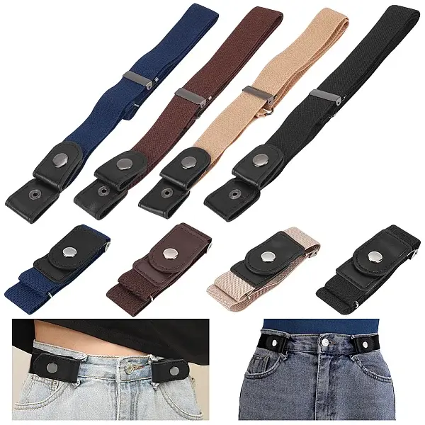 12Pcs PU Leather Elastic Invisible Belt