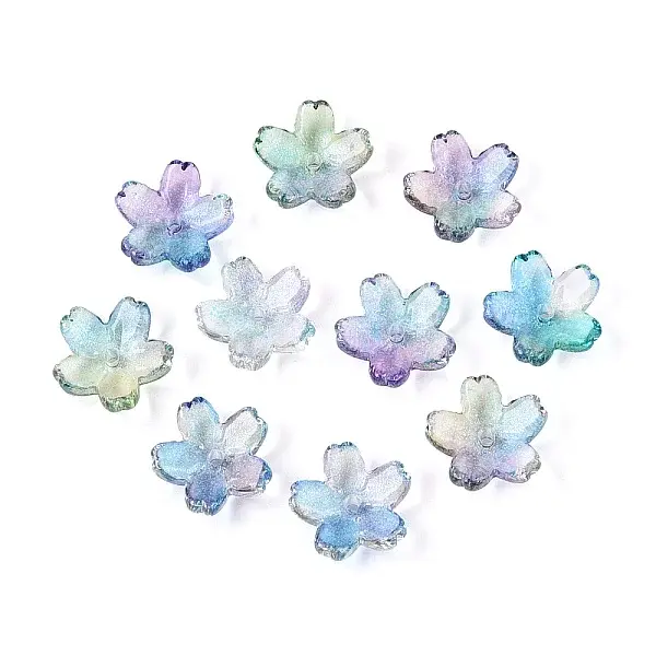 Baking Painted Transparent Glass Bead Caps