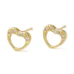 Rack Plating Brass Hollow Heart Stud Earrings