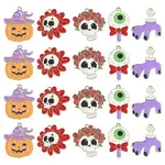 30Pcs 5 Styles Halloween Theme Alloy Enamel Pendants