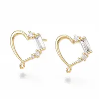 Brass Cubic Zirconia Stud Earring Findings