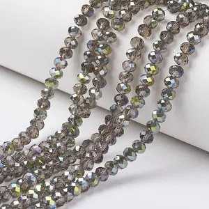 Electroplate Transparent Glass Beads Strands