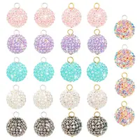 24Pcs 6 Styles Resin Rhinestone Pendants