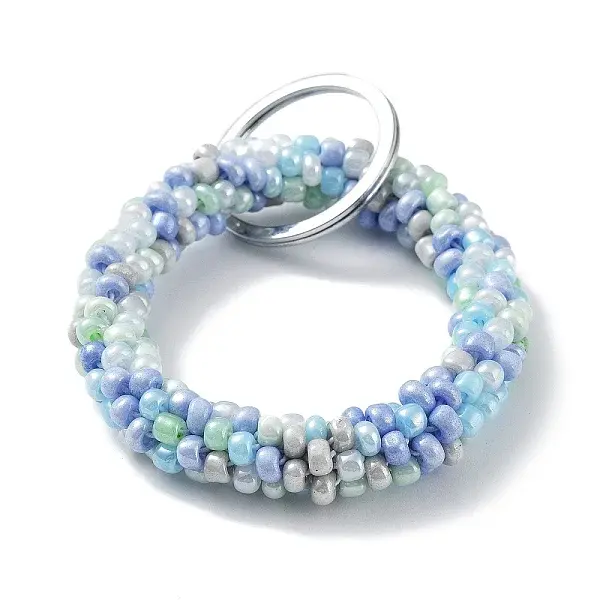 Glass Beaded Bracelet Wrist Keychain
