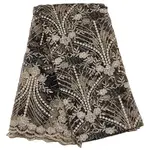1PC Polyester 3D Floral Embroidered Wavy Edge Lace Fabric