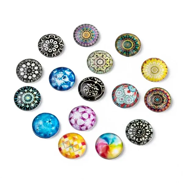 Mosaic Printed Glass Half Round/Dome Cabochons