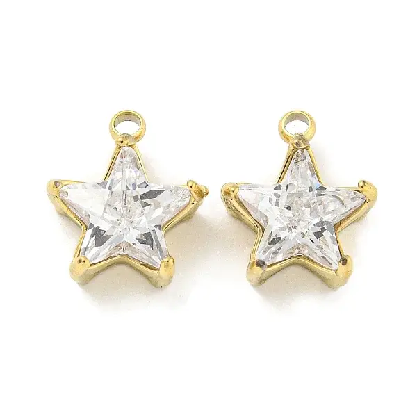 PVD Vacuum Plating 304 Stainless Steel Cubic Zirconia Pendants