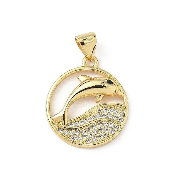 Brass Micro Pave Cubic Zirconia Pendants