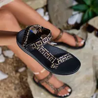 Resti Black and brown women's sports sandals with print Iberifa
